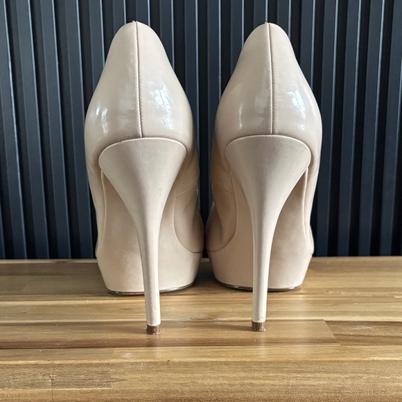 Patent Pink Nude Pointy Toe Platform High Heels - Picture 4 of 8